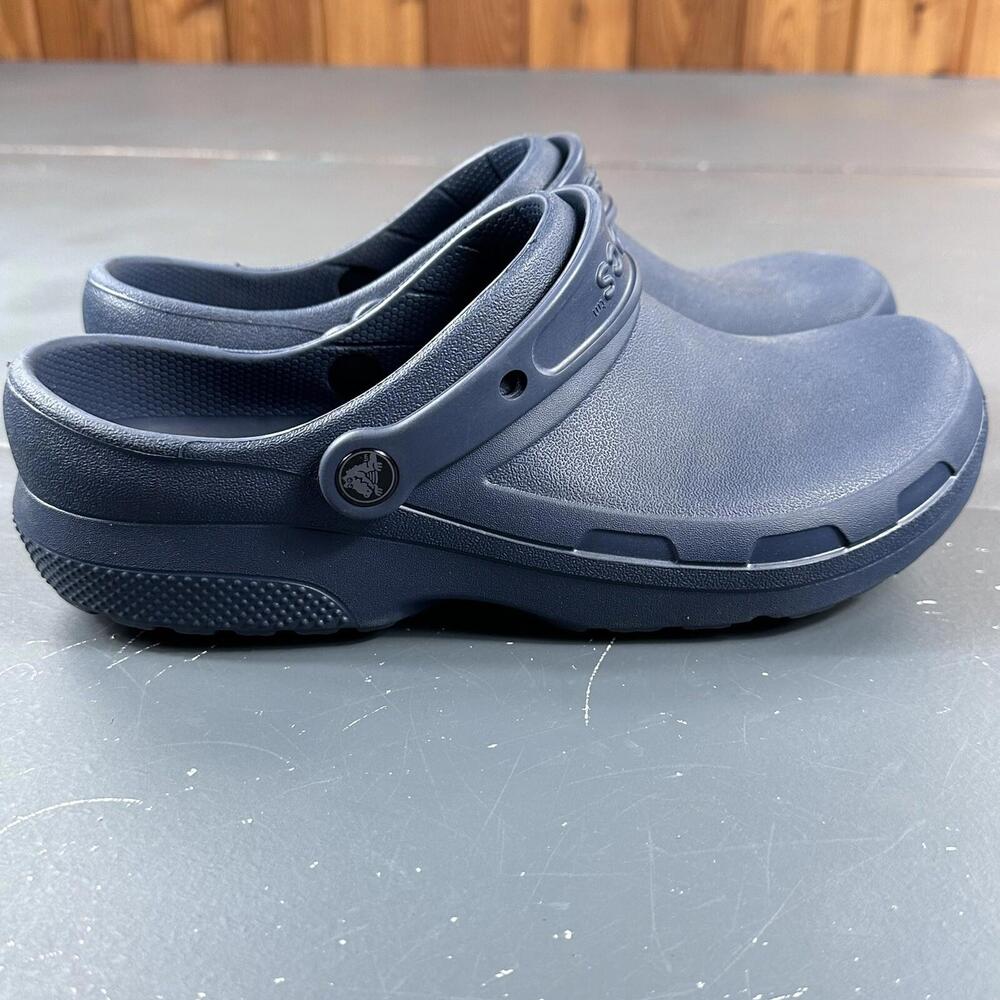 Crocs Men 10 Women 12 Blue Clogs Slip On Loafer Driving Comfy Closed Toe No Hole - Picture 4 of 9